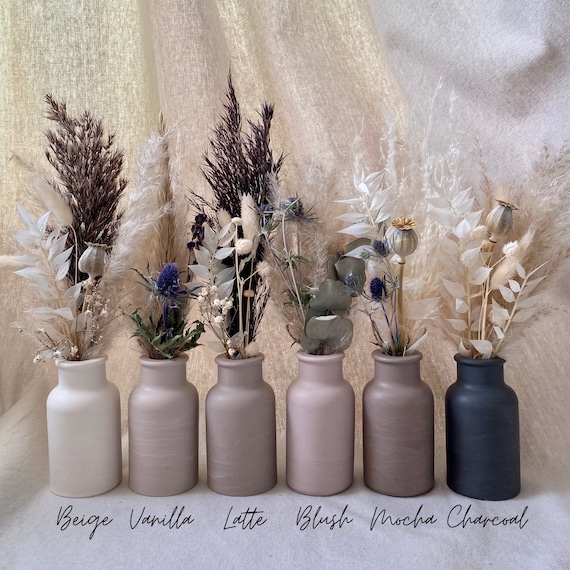 Kleine Vase mit Trockenblumen Optionen | Handgefertigte Vase | Jesmonite | Knospe Vase | Trockenblumenvase | Knospe Vase | Milchflaschenvase | Geschenk