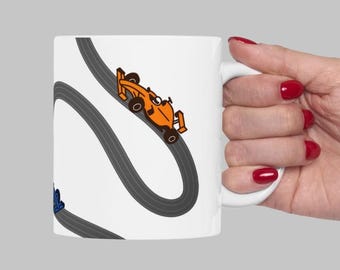 F1 Inspired Grey Racing Mug | Coffee Cup Gift for Formula 1 Fans