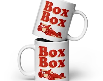 F1 Inspired Retro Box Box Racing Mug | Coffee Cup Gift for Formula 1 Fans