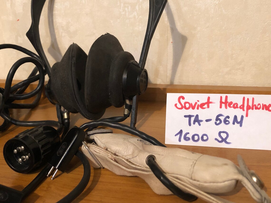 1x USSR Vintage Soviet High-impedance Headphones "OKTAVA" TA-56M (1600 Ohm), foto 2 di 3