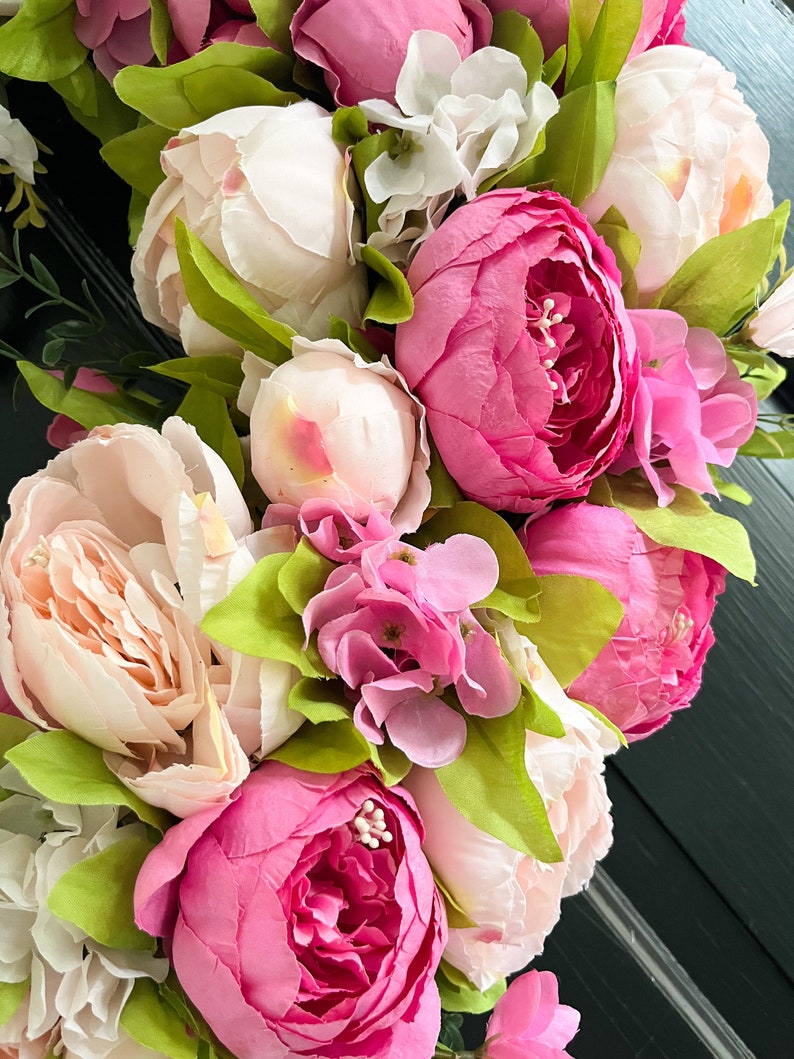 Shades of Pink Peony Spring Summer Wreath for Front Door image 8