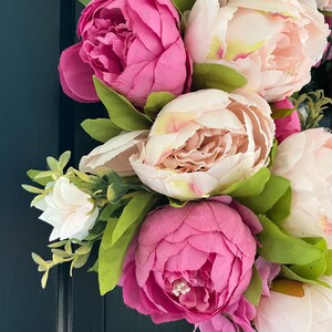 Shades of Pink Peony Spring Summer Wreath for Front Door image 5