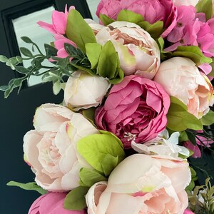 Shades of Pink Peony Spring Summer Wreath for Front Door image 9