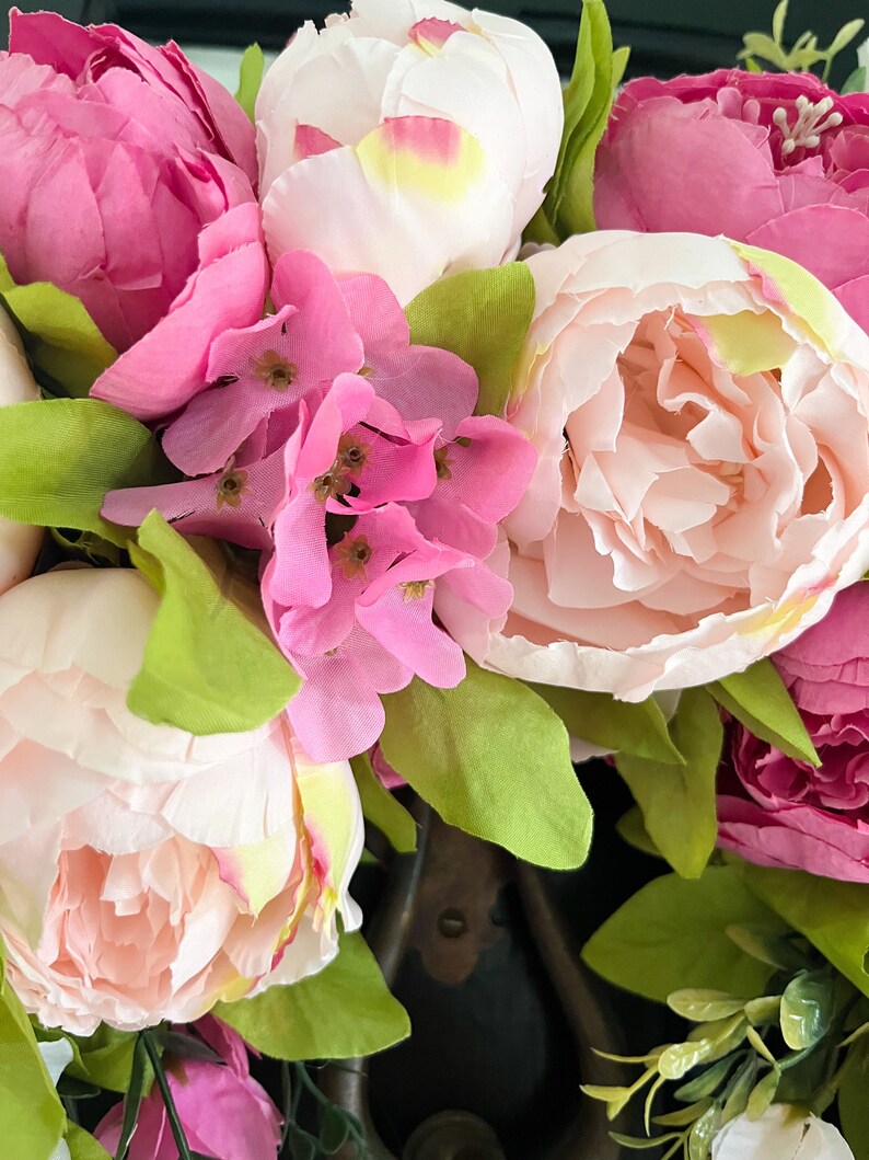Shades of Pink Peony Spring Summer Wreath for Front Door image 7