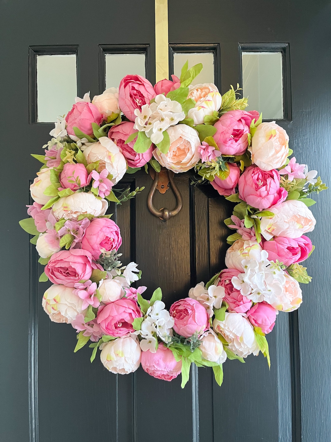 Shades of Pink Peony Spring Summer Wreath for Front Door