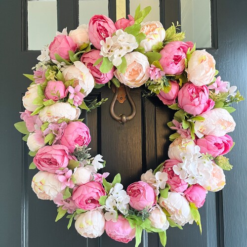 Pink Spring Flower Wreath for Front Door Spring Door Hanger Etsy