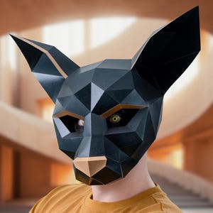 Máscara de Bastet / Gato Egipcio de Papel | Plantillas para imprimir, Máscara 3D, Poligonal, Casera, Patrón descargable, Disfraz DIY