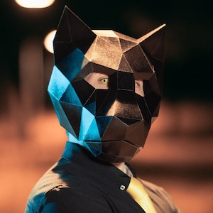 Panther Mask, Jaguar Mask | DIY Paper Mask, Printable Template, Papercraft, 3D Mask, Polygon, Low Poly, Geometric, Costume, Pattern, PDF