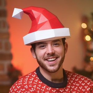 Cappello di Natale / Babbo Natale / Babbo Natale di carta | Modelli stampabili, decorazioni 3D, fatti in casa, modelli scaricabili, costumi fai da te
