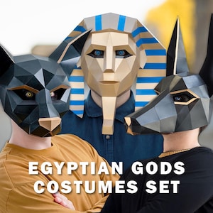 Pacote de máscaras de deus egípcio para impressão | PDF, Modelos, Padrão, Papercraft, Fantasia Caseira, 3D, Geométrico, Poligonal