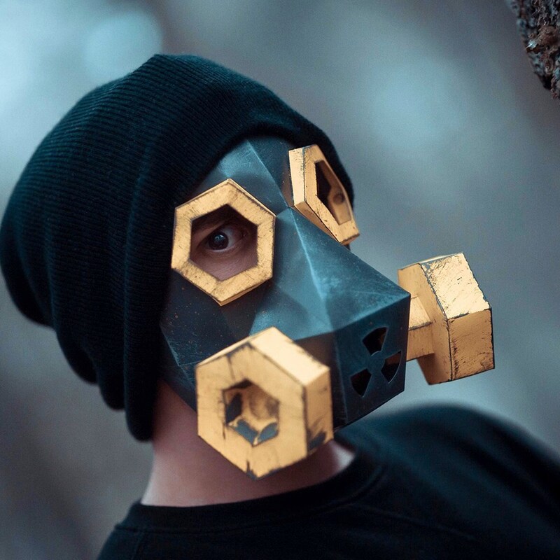 Gas Mask Papercraft Mask Template Etsy