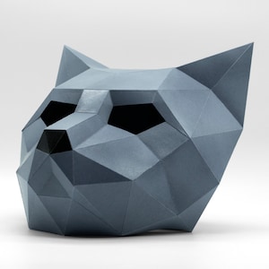 Cat Mask DIY Paper Mask, Printable Template, Papercraft, 3D Mask, Polygon, Low Poly, Geometric, Costume, Pattern, PDF Download image 5