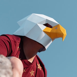 Masque d'aigle/faucon en papier | Modèles imprimables, masque 3D, géométrique, polygonal, fait maison, motif téléchargeable, costume DIY