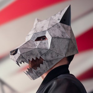 Maschera di carta lupo/cane | Modelli stampabili, maschere 3D, geometriche, poligonali, fatte in casa, modelli scaricabili, costumi fai da te