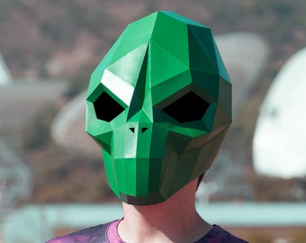 Alien Mask | DIY Paper Mask, Printable Template, Papercraft, 3D Mask, Polygon, Low Poly, Geometric, Costume, Pattern, PDF Download