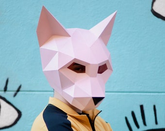 Sphynx Cat Mask | DIY Paper Mask, Printable Template, Papercraft, 3D Mask, Polygon, Low Poly, Geometric, Costume, Pattern, PDF Download