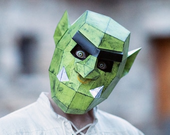 Orc Mask / Ogre Mask | DIY Paper Mask, Printable Template, Papercraft, 3D Mask, Polygon, Low Poly, Geometric, Costume, Pattern, PDF Download