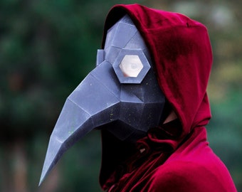 Plague Doctor Mask | DIY Paper Mask, Printable Template, Papercraft, 3D Mask, Polygon, Low Poly, Geometric, Costume, Pattern, PDF Download