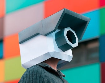 Security / Video Camera Mask, Skibidi Toilet | DIY Paper Mask, Printable Template, Papercraft, 3D Mask, Low Poly, Costume, Pattern, PDF