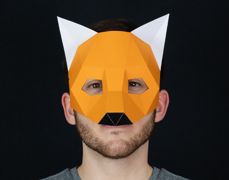 Mini Máscara de Zorro Máscara de papel DIY Papercraft Etsy