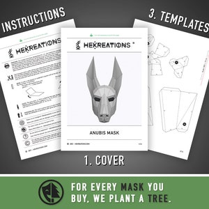 Anubis Mask / Jackal Mask DIY Paper Mask, Printable Template, Papercraft, 3D Mask, Polygon, Low Poly, Geometric, Costume, Pattern, PDF image 10