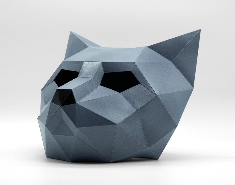 Cat Mask DIY Paper Mask, Printable Template, Papercraft, 3D Mask, Polygon, Low Poly, Geometric, Costume, Pattern, PDF Download image 5