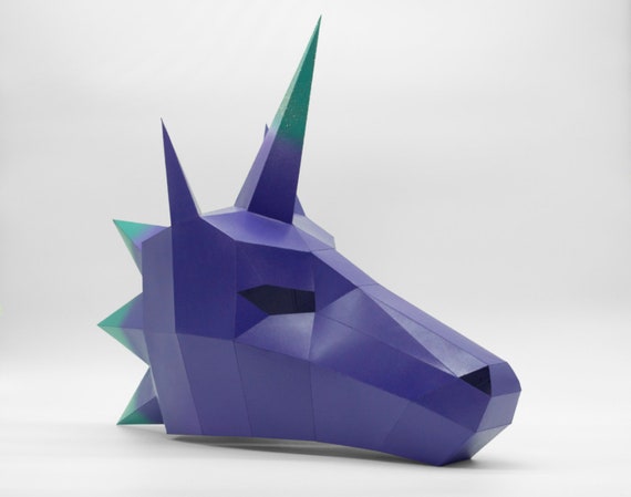 Máscara De Unicornio Máscara De Papel Diy Papercraft Pdf Descargable Halloween