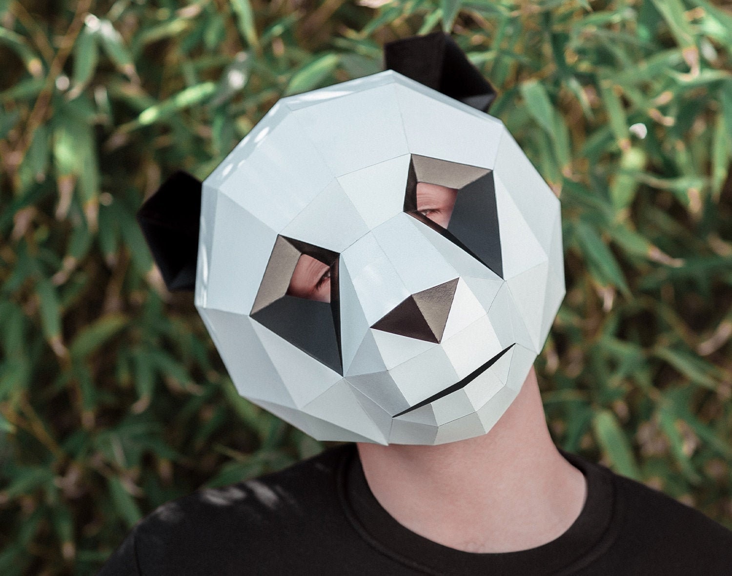 Panda Mask | DIY Paper Mask, Printable Template, Papercraft, 3D Mask, Polygon, Low Poly, Geometric, Costume, Pattern, PDF Download