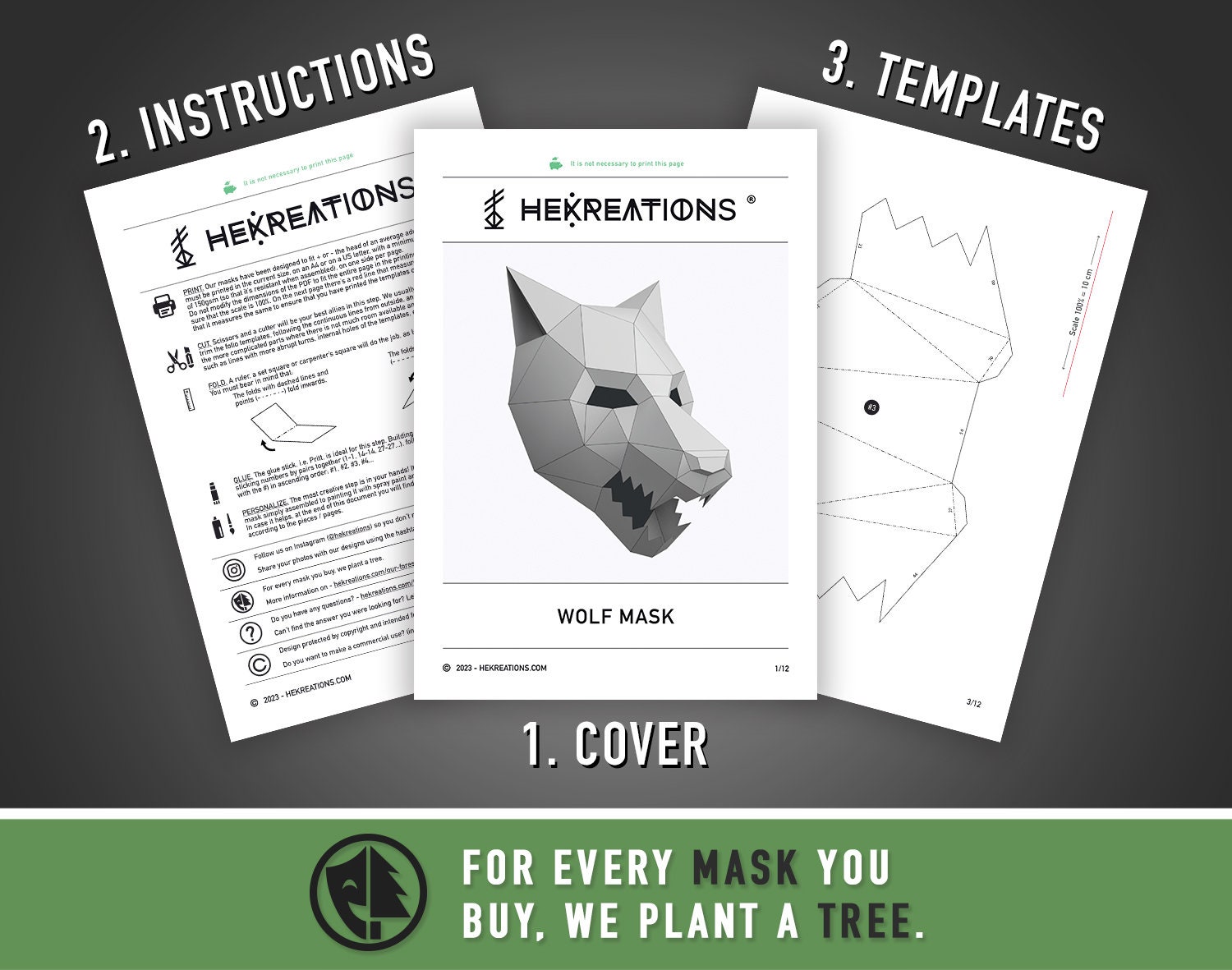 Wolf Low Poly Mask, DIY Paper Craft Mask Wolf, PDF Template For 3D Masks -  LACRAFTA