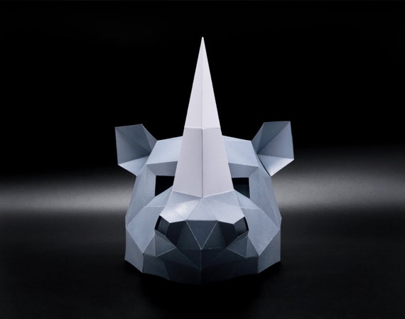 Máscara De Rinoceronte Máscara De Papel Diy Papercraft Pdf Descargable