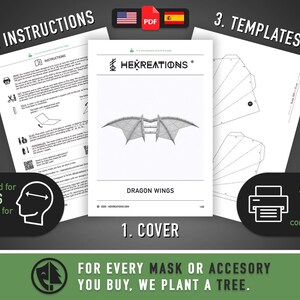 Dragon Wings | DIY Paper Wings, Printable Template, Papercraft, 3D Mask, Polygon, Low Poly, Geometric, Costume, Pattern, PDF Download image 6