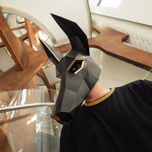 Anubis Mask / Jackal Mask DIY Paper Mask, Printable Template, Papercraft, 3D Mask, Polygon, Low Poly, Geometric, Costume, Pattern, PDF image 5