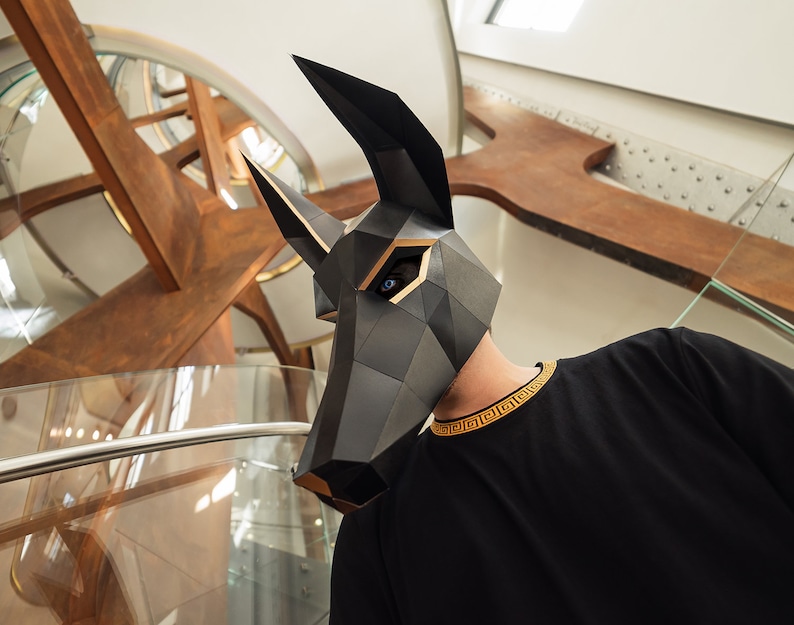 Anubis Mask / Jackal Mask DIY Paper Mask, Printable Template, Papercraft, 3D Mask, Polygon, Low Poly, Geometric, Costume, Pattern, PDF image 5