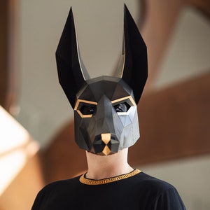 Anubis Mask / Jackal Mask DIY Paper Mask, Printable Template, Papercraft, 3D Mask, Polygon, Low Poly, Geometric, Costume, Pattern, PDF image 2