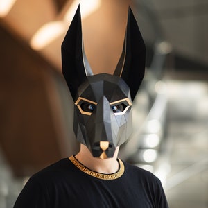 Anubis Mask / Jackal Mask DIY Paper Mask, Printable Template, Papercraft, 3D Mask, Polygon, Low Poly, Geometric, Costume, Pattern, PDF image 4