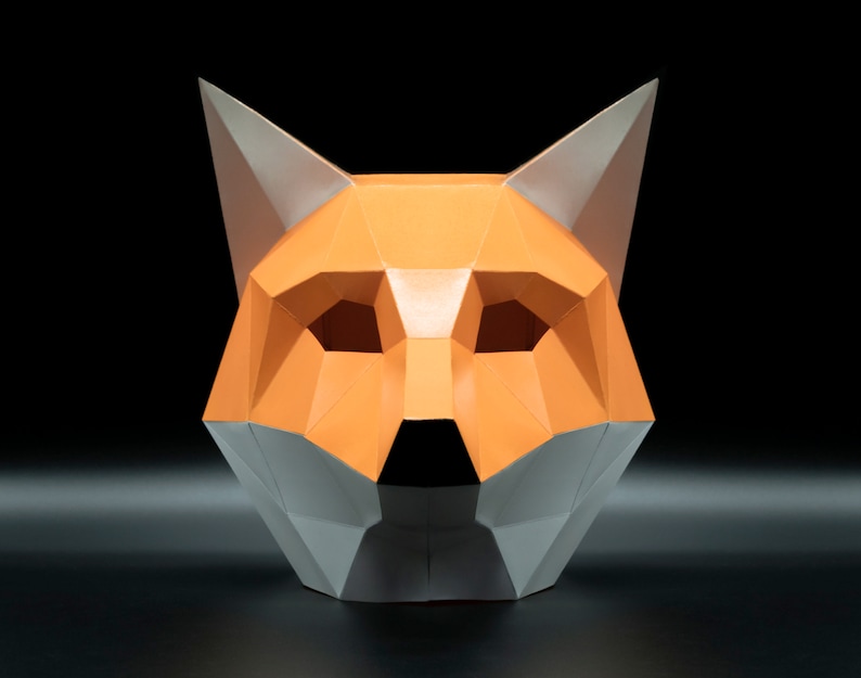 Máscara de Zorro Máscara de Papel DIY Geométrica PDF Etsy