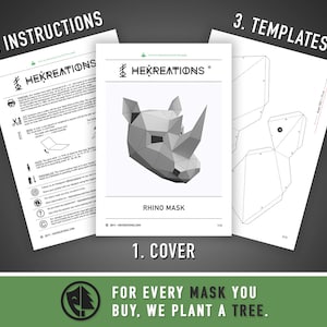 Rhino Mask | DIY Paper Mask, Printable Template, Papercraft, 3D Mask ...