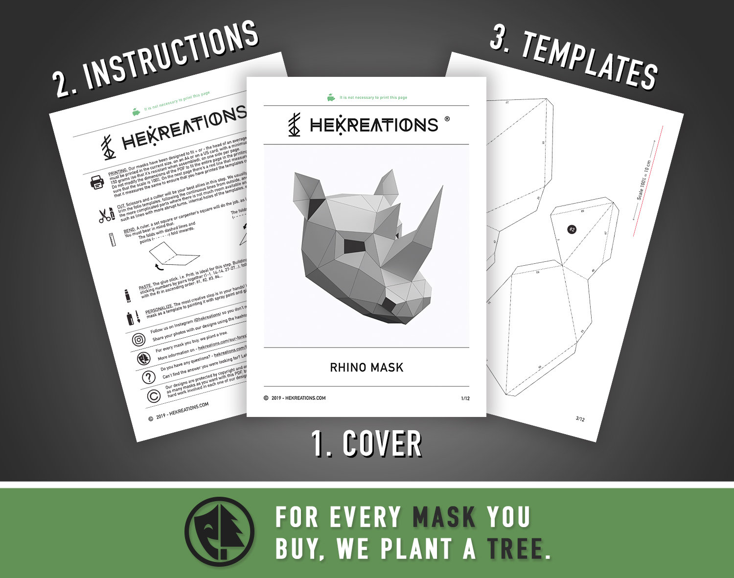 Rhino Mask DIY Paper Mask Printable Template Papercraft - Etsy