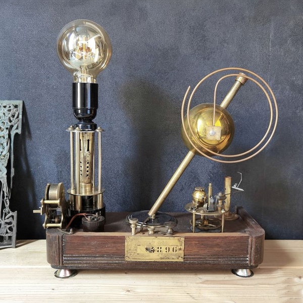 Lampe steampunk indus retro (composition upcycling)