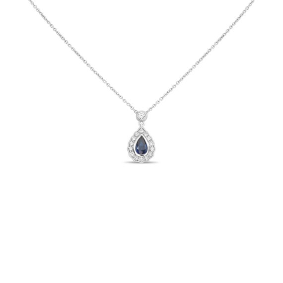 Pear-shaped Sapphire Halo Necklace - image 1