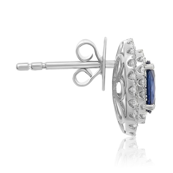 Sapphire Double Halo Stud Earrings - image 3