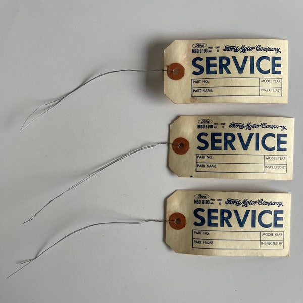 Vintage 1960s Ford Motor Company Car Service Tag lot