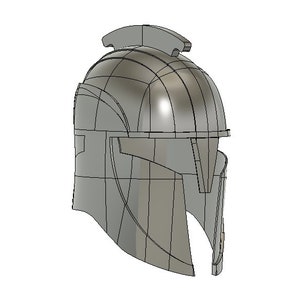May include: A silver-colored, detailed, 3D model of a Greek warrior helmet with a raised crest on top.