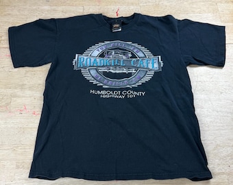 Vintage Roadkill Cafe T-shirt -You Kill Em We Grille ‘Em Humboldt County Sz Med.