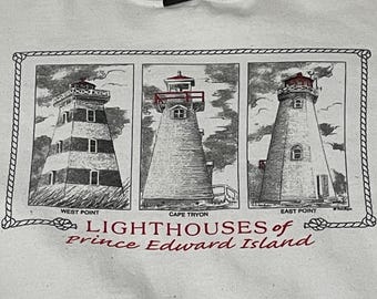 Vintage Lighthouses of Prince Edward Island Canada Pullover Sweatshirt Sz Large.