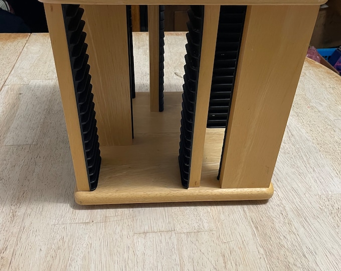 Wood 72 CD Rotating Carousel Storage Rack Spinning Tower Pomerantz ...