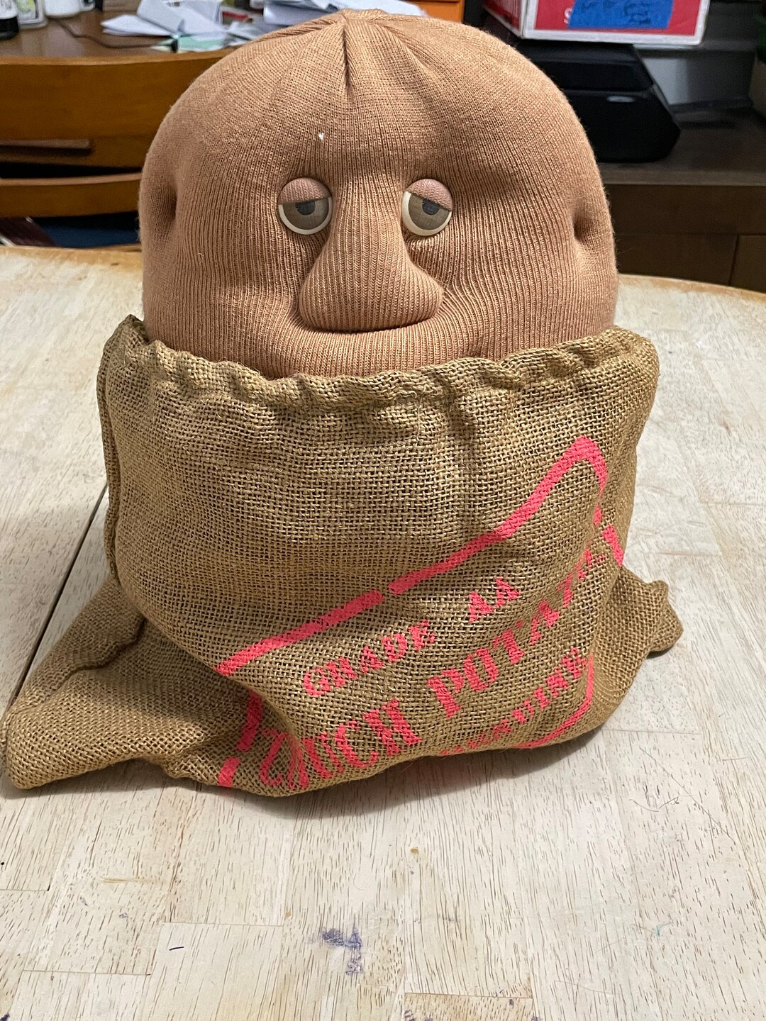 Vintage 1987 Couch Potato Plush Brown Eyes With Burlap Sack Etsy