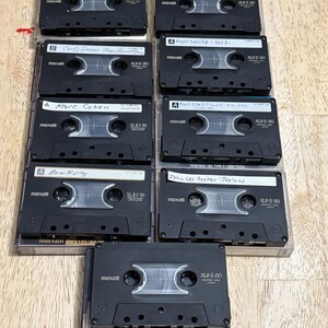Lote de 9 fitas cassete Maxell XLII-S 90 Min Tipo II de alta polarização usadas, vendidas como virgens.