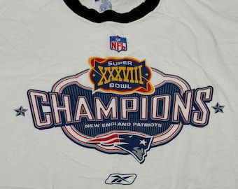 Vintage Reebok New England Patriots Super Bowl XXXVIII Ringer T-Shirt (Sz XXL)