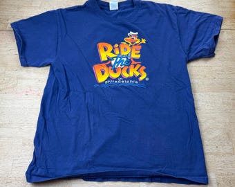 Vintage Ride The Ducks Duck Tours Blue T-Shirt Sz Large Philadelphia, PA